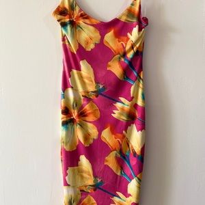 Floral Spaghetti Strap Pink Dress